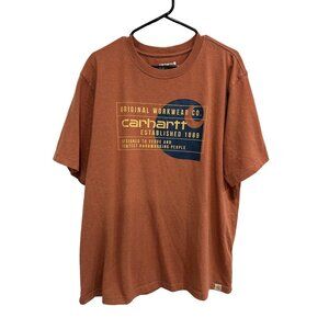 Carhartt Mens Original Workwear Co. Graphic Tee Relaxed Fit Rust Brown Size XL